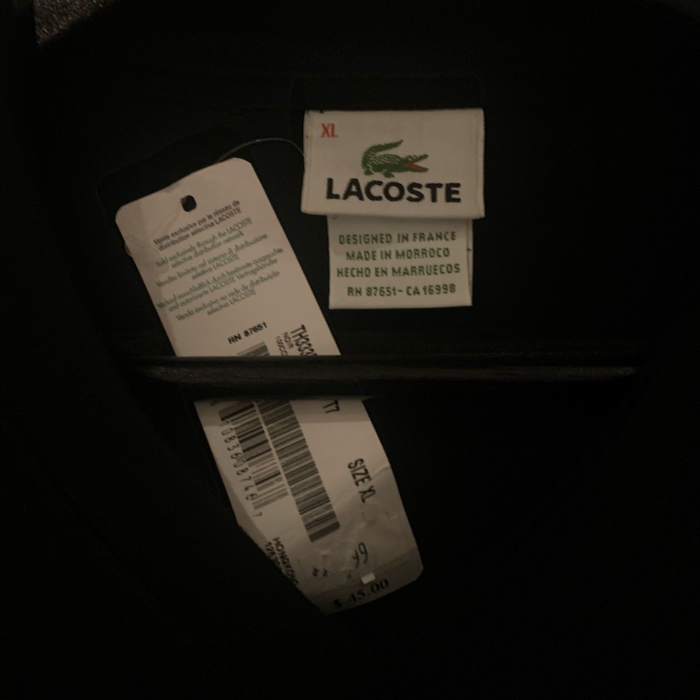 Lacoste V-neck shirt XL Black - Picture 6 of 8